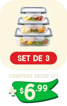 Set de 3 contenedores: compras desde $10 + $6.99