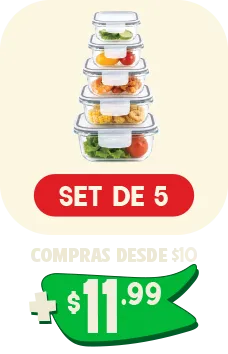Set de 5 contenedores: compras desde $10 + $11.99